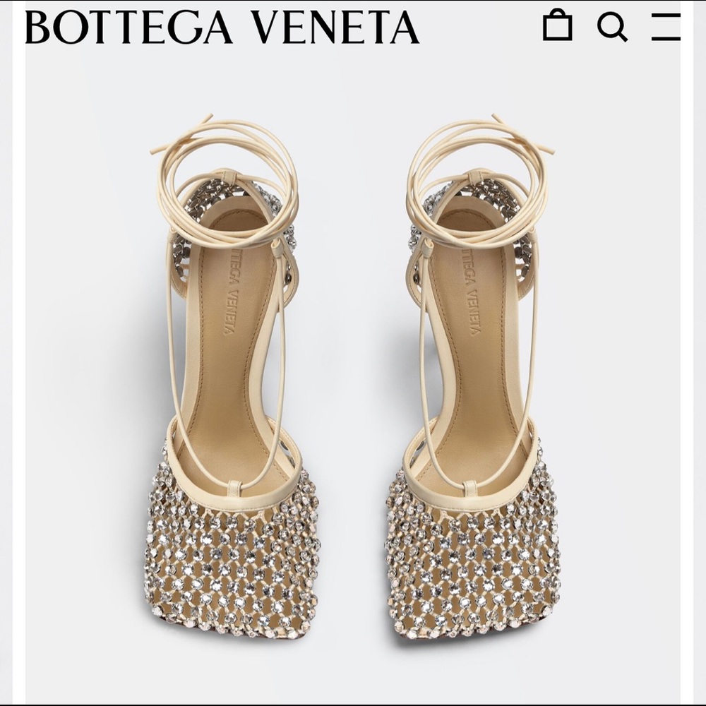 SOLD! BOTTEGA VENETA Sparkle Stretch Lace-Up Sandal